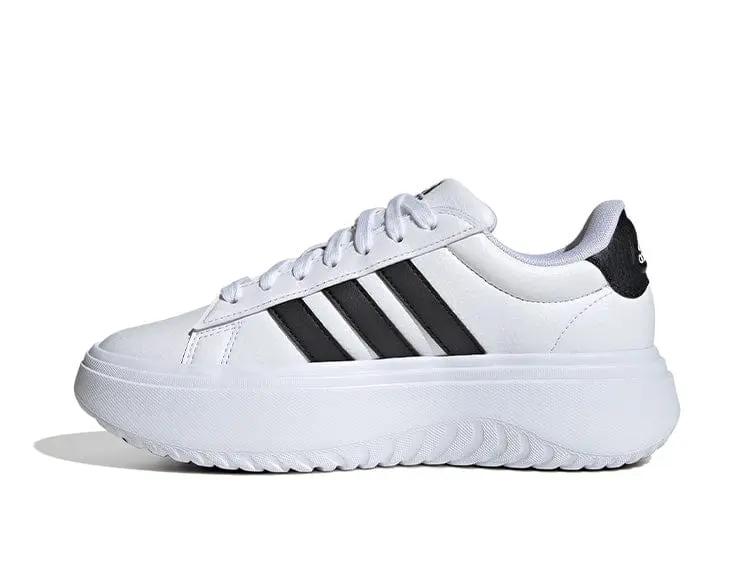 Zapatilla Adidas Grand Court Plataforma Cuero Mujer Blanco