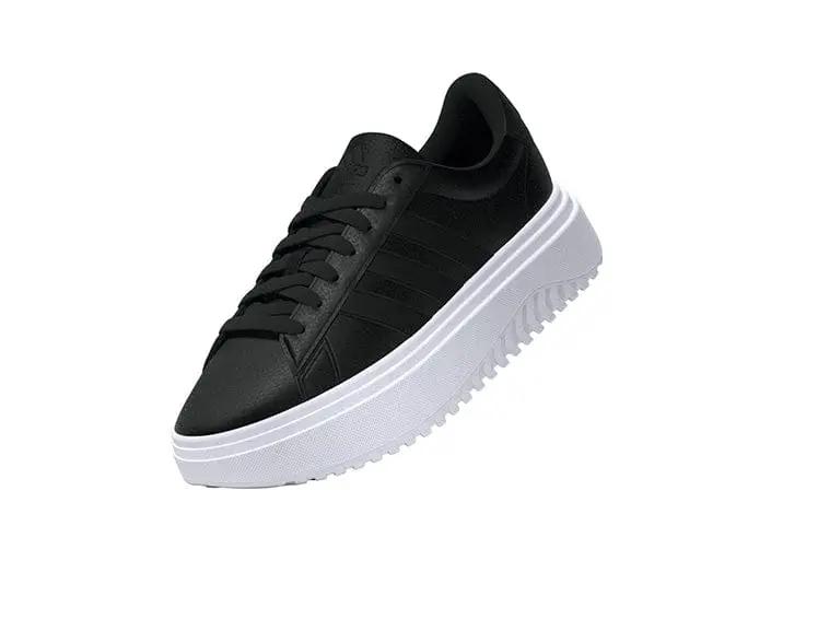 Zapatilla Adidas Grand Court Plataforma Cuero Mujer Negro