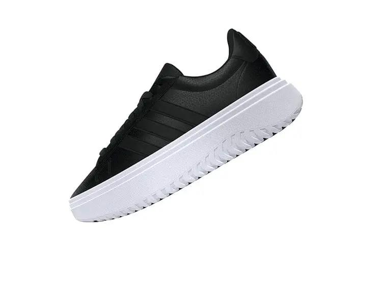 Zapatilla Adidas Grand Court Plataforma Cuero Mujer Negro