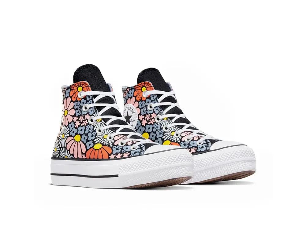 Zapatilla Converse Chuck Taylor Lift Floral Mujer Negro