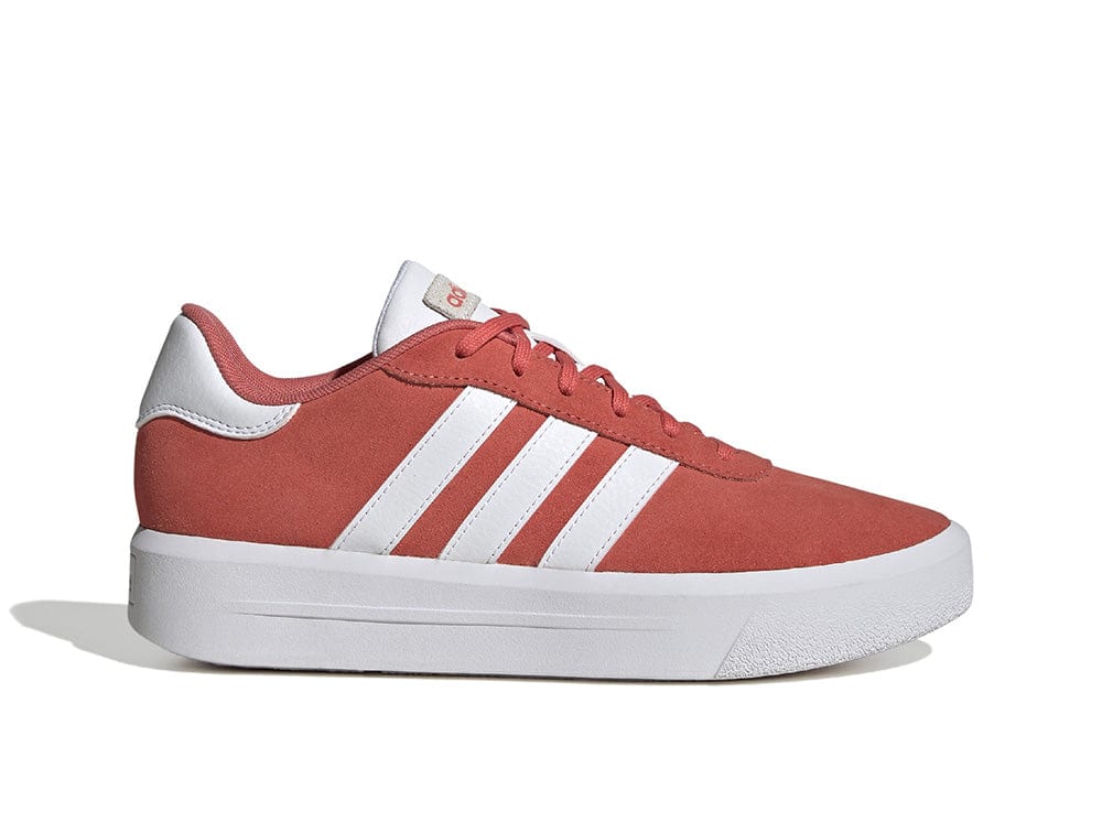 Zapatilla Adidas Court Plataforma Suede Mujer Coral - Blanco