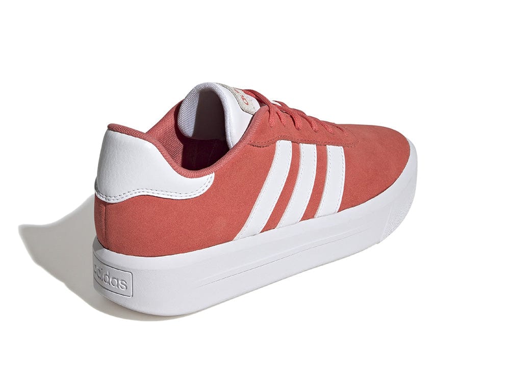 Zapatilla Adidas Court Plataforma Suede Mujer Coral - Blanco